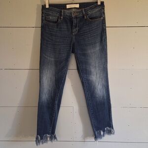 Hidden Jeans Straight Blue Medium Wash Stretch Frayed Hem Pockets Denim Women 28